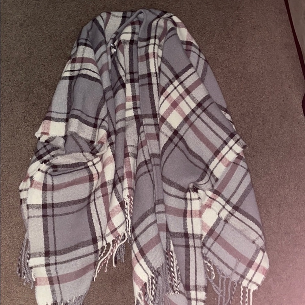 Plaid poncho